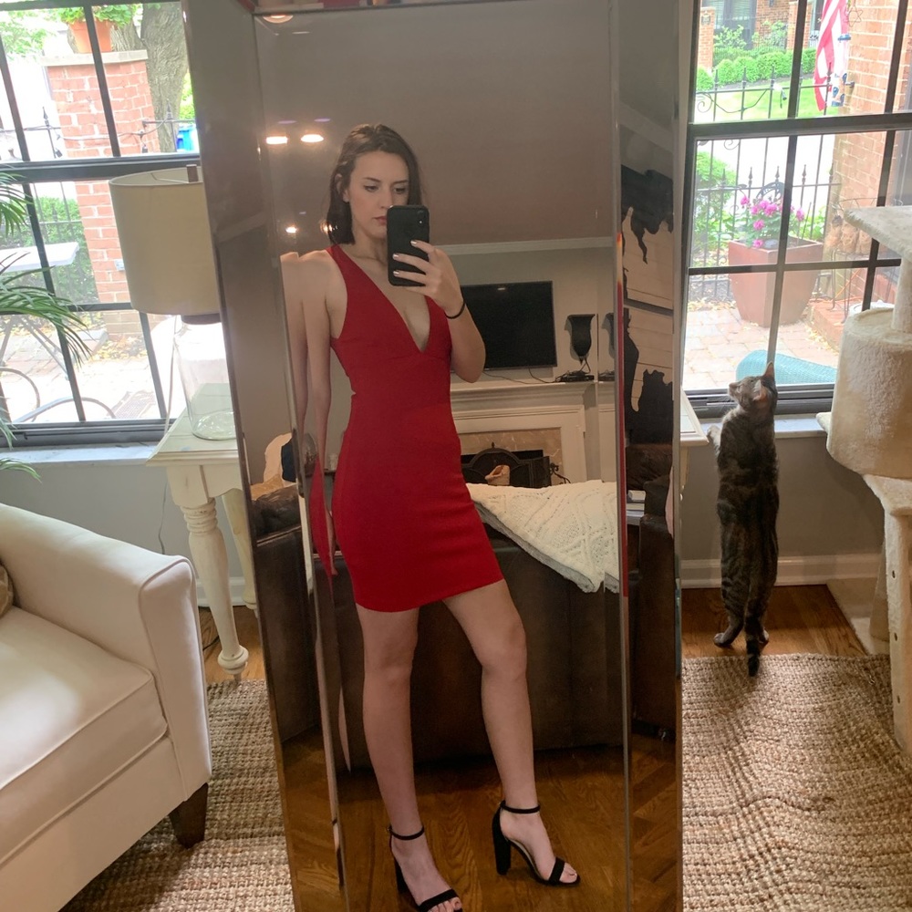 red bodycon formal  mini dress